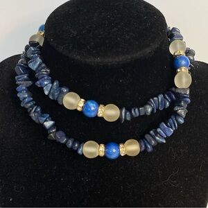 Blue Lapis Lazuli Sterling Silver Moon Glow Necklace